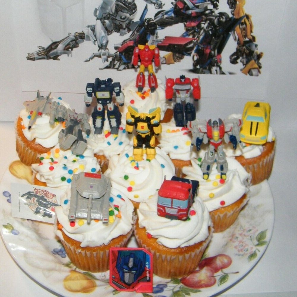 Transformers Cake Toppers Set of 12 with 10 Figures / Vehicles, Tattoo a…